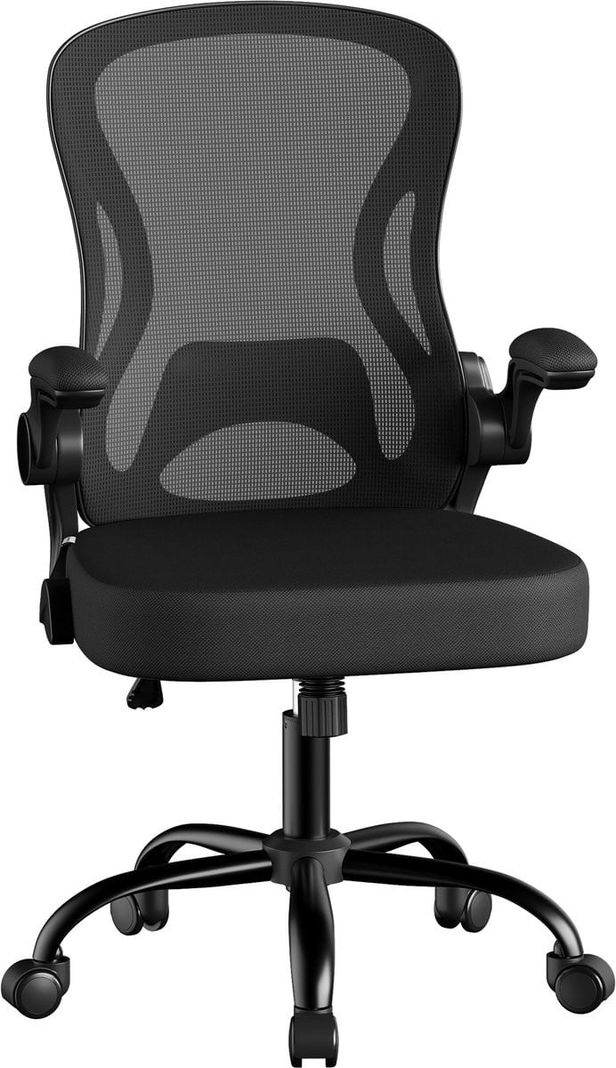Songmics Ergonomische Bureaustoel met Lendensteun, Kantelfunctie en Opklapbare Armleuningen