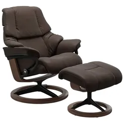 Stressless Sessel mit Hocker Reno Signature Leder Braun Batick Brown S (Small)