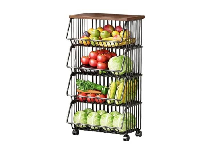 XXAD553TY Essen Rollbarer Aufbewahrungswagen for die Küche, Obstkorb Wohnzimmer-Snack-Spielzeug-Organizer-Regal(Groß)