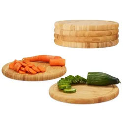 Relaxdays Frühstücksbrettchen Set 30 cm Hellbraun