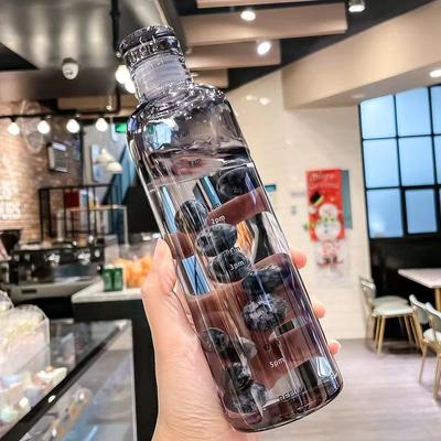 Uplifted Trends Motivational Water Bottle With Time Marker Leakproof Sports Bottle black