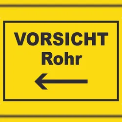 HB-Druck Vorsicht Rohr mit Richtungspfeil links Aufkleber A0 (841x1189mm)