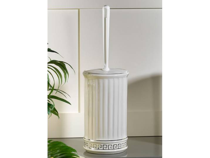Handgefertigte Badezimmer-Accessoires aus Keramik, Creme-Silber, Seifenschale