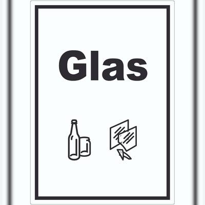 HB-Druck Glas Mülltrennung Aufkleber Text Symbol Scheibe Flasche A9 (37x52mm)
