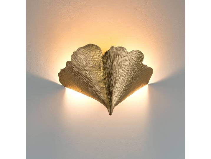 Design wandlamp Ginkgo, messing / goud, Woon-/ Eetkamer, metaal, Design, Wandlamp design
