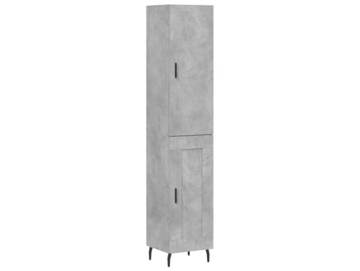 Roanoer Highboard Betongrau 34,5x34x180 cm Holzwerkstoff Schrank Schlankes Design mit stabilen Metallfüßen für Wohnzimmer und Schlafzimmer, bietet geschützten Stauraum hinter Türen.