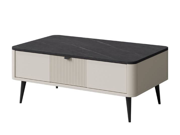 Compleo Couchtisch mit Schublade LILIA, Kaschmir, Metallgriffe, Lamellen, Elegant design