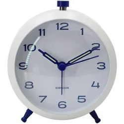 Karlsson, Wecker, Alarm clock Button Retro white w. cobalt blue