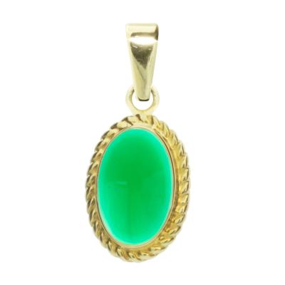 Kettenanhänger OSTSEE-SCHMUCK "- Julie - Gold 333/000 - Grünachat" Gr. 22, gold (gold 333, goldfarben, gelb), Schmuckanhänger, Damen, Gelbgold 333, Kettenanhänger