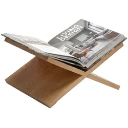 IvoQ Buchständer X-Design - Kochbuchständer aus Holz & Buchhalter für Couchtischbücher - Eichenholz-Optik