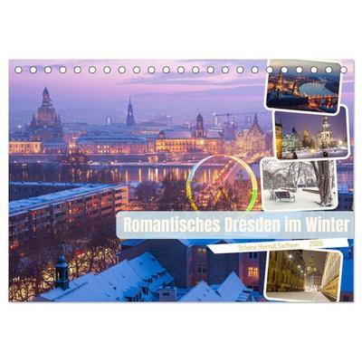 Romantisches Dresden im Winter (Tischkalender 2026 DIN A5 quer), CALVENDO Monatskalender