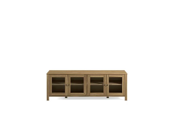 Meuble TV L.150 cm portes vitrées ALESSANDRA pin massif