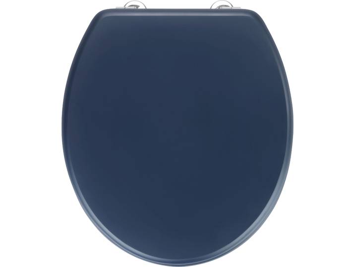WC-Sitz WENKO Prima , blau (dunkelblau, silberfarben), B:37cm L:41cm, WC-Sitze, WC-Sitz, matt, aus MDF, feuchtigkeitsresistent, Edelstahlbefestigung