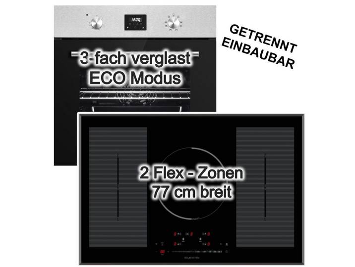 PKM Backofen-Set Backofen Umluft 8 Funktionen+ Wolkenstein Flex-Induktionskochfeld 77cm, mit Nein