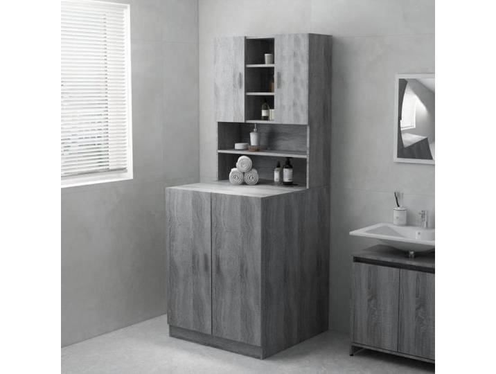 homiuse Meuble pour Machine à Laver Sonoma Gris 71x71 5x91 5 cm 2 Portes Meuble de Rangement Machine A Laver Meuble Machine à [195]