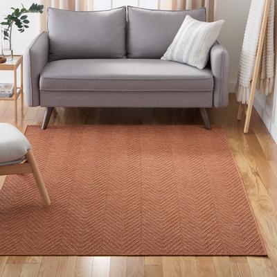 TOWN & COUNTRY BASICS Pax Herringbone Textured Solid Machine Washable Area Rug Rust