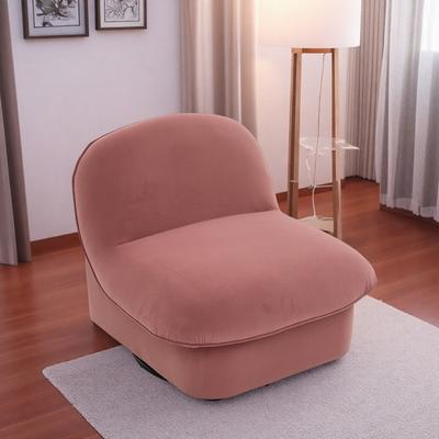 "30.31"" Velvet Swivel Accent Chair with 360-Degree Metal Base and Pumpkin-Shaped Design and High-Density Foam"