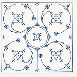ti-flair 20 Servietten Papier 33x33cm 3-lagig - hochwertige Einweg Papierservietten Hochzeitsservietten Motivservietten Ornament Weiß Indisch Blau