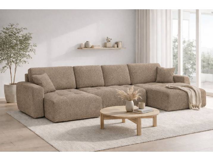 Kaiser Möbel Ecksofa mit Schlaffunktion und Bettkasten, Chenille-Stoff Artico, Ivo UXL, Hoher Sitz- und Schlafkomfort,Strapazierfähiger Chenille-Stoff
