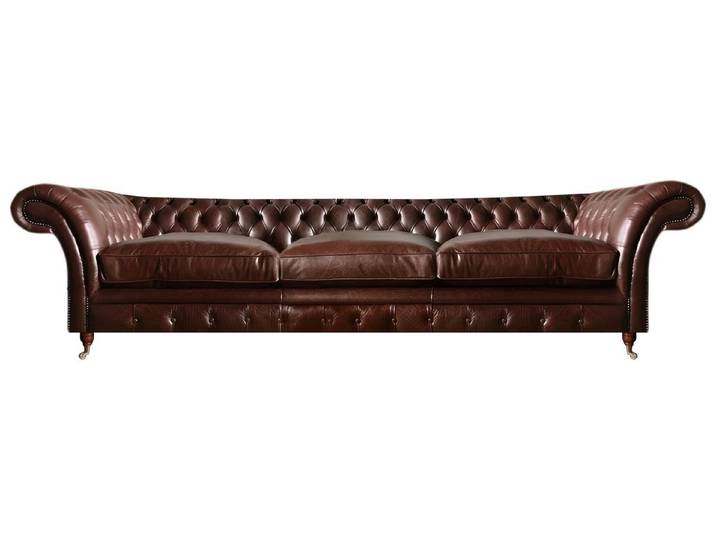 Xlmoebel Chesterfield-Sofa Braunes Ledersofa im Chesterfield-Stil für elegantes Wohnen, 3-Sitzer, Hergestellt in Europa