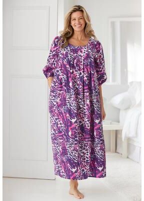 Plus Size Women's Print Lounger by Only Necessities in Plum Burst Mixed Animal (Size 1X)