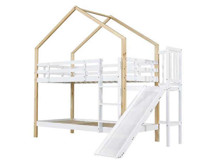 Lit superposé en bois massif blanc 90x200cm
