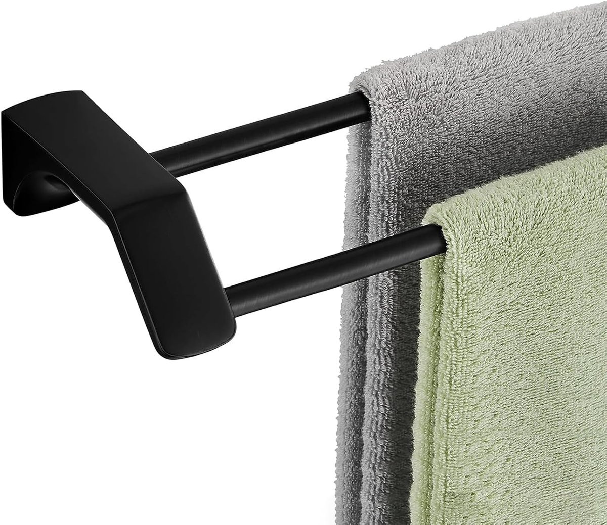 Zwarte handdoekhouder van roestvrij staal voor badkamer, slaapkamer of keuken, Breedte: 60 cm
