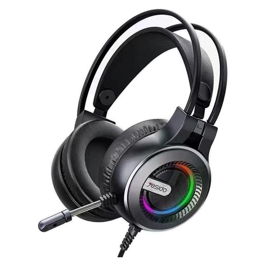 Yesido - Wired Headphones (EK02) - for Gaming, Jack 3.5mm, with Microphone, RGB LED Lights - Black (Kabelgebunden) (56343379)