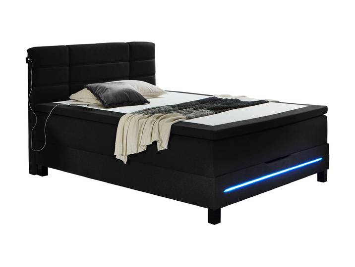 Boxbett 140 x 200 cm anthrazit mit Bettkasten - JEFFERSON