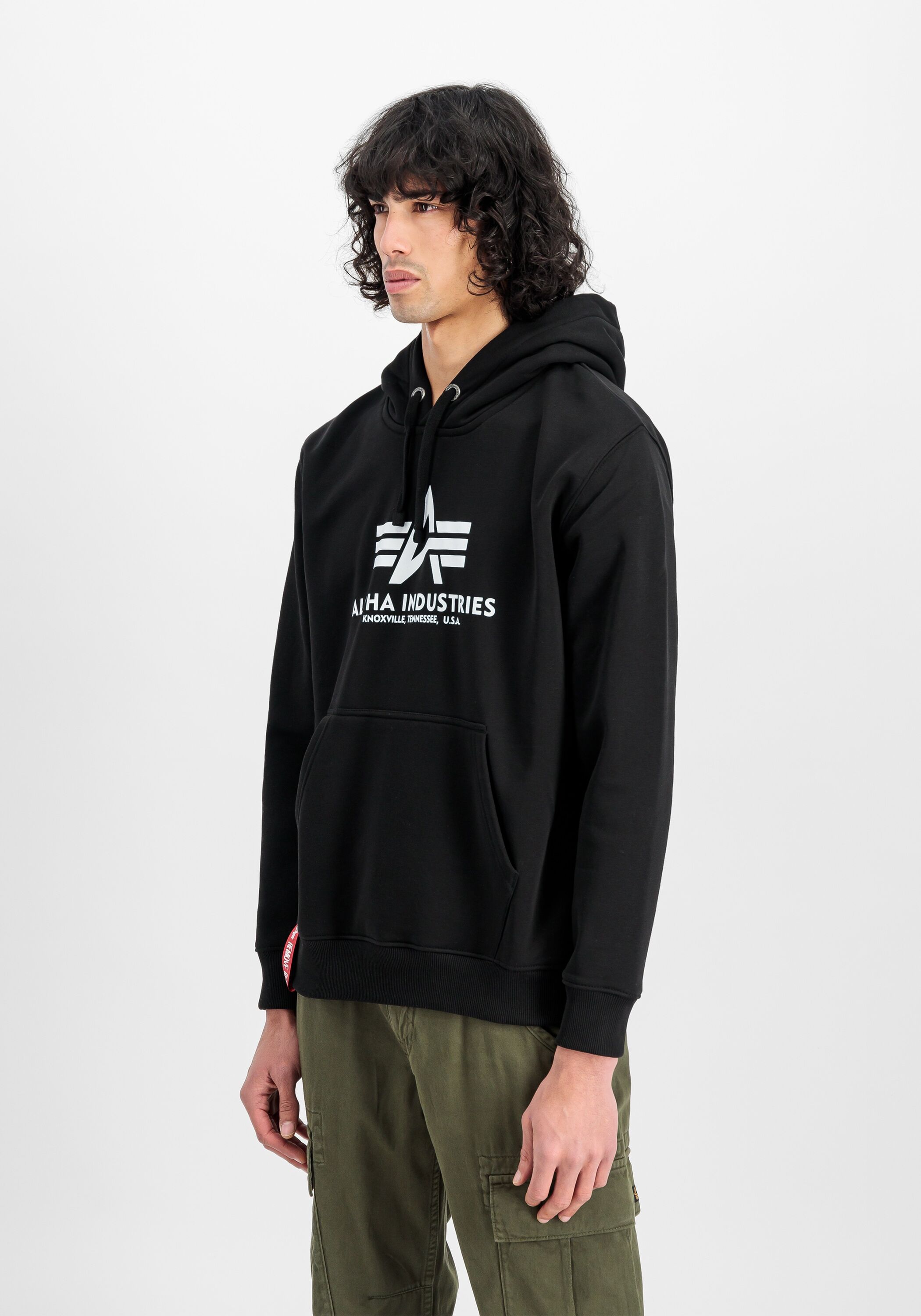Hoodie ALPHA INDUSTRIES "Basic BL Hoodie", Herren, Gr. S, schwarz, Obermaterial: 80% Baumwolle, 20% Polyester, regular fit, Sweatshirts Hoodie schwarz S