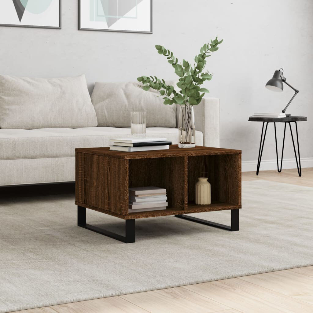 17 Stories Mitra Sled Coffee Table with Storage Brown Oak