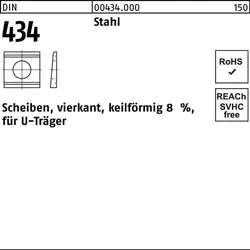 U-Scheibe DIN 434 vierkant keilförmig 17,5 Stahl Neigung 8% 100 Stück
