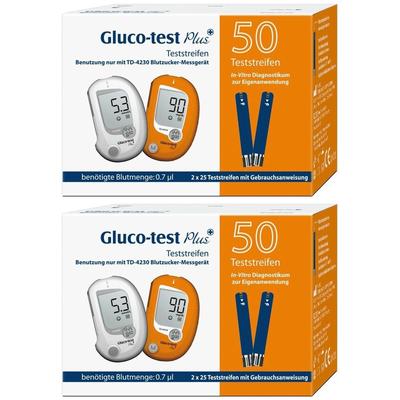 Gluco Test Plus Blutzuckerteststreifen 2x 2x50 St Teststreifen