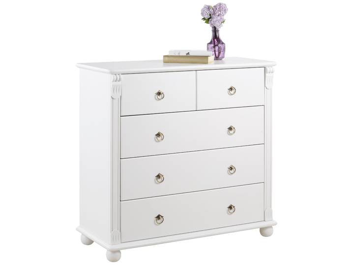 Schubkastenkommode GOODPRODUCT Tessin , weiss (weiß), B:90cm H:88cm T:38cm, Sideboards, Schubkastenkommode, aus massiver, FSC zertifizierter Kiefer, mit 5 Schubladen