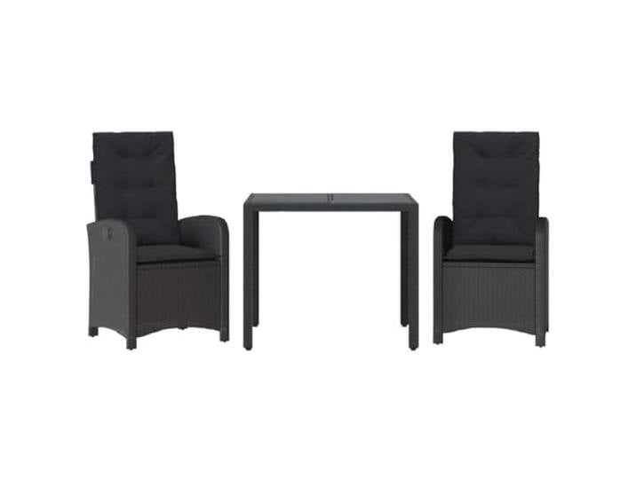PUGYNBK Esszimmer-Set für den Garten, 3-teilig, synthetisches Rattan, Schwarz