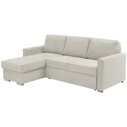 ECKSOFA mit Auszugsbett Kaysa Flachgewebe silber