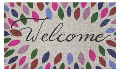 Stupell Leaf Pattern Welcome Sisal Door Mat,18x30
