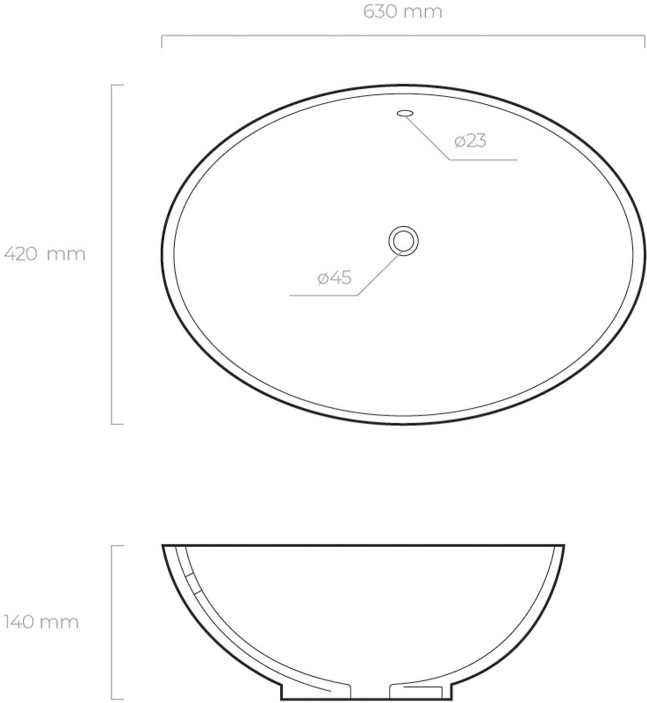 OLTENS Sogne Aufsatzwaschbecken oval 63 x 42 cm