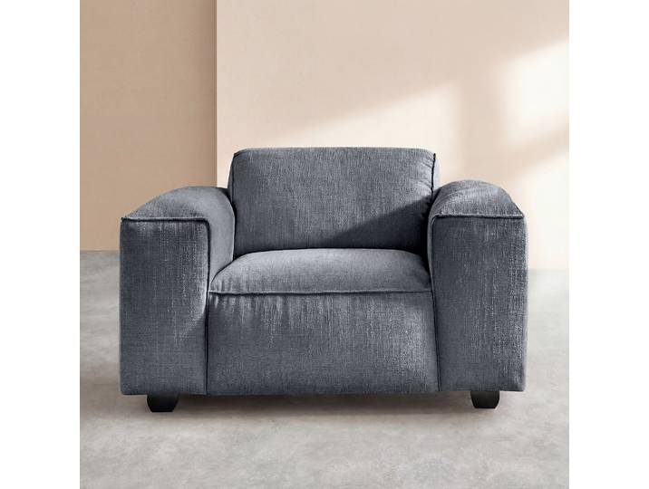 HABITAT - Fauteuil en tissu bouclette courte Mira - Bleu denim - Posada II
