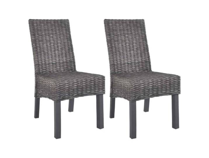 NLQMSU Esszimmerstuhl, 2 Stück, Braun, Rattan, Kubu, Mahagoniholz Schlichtes Design, hohe Rückenlehne, authentisches Gewebe, einfache Pflege, 110 kg Kapazität, warmer Stil