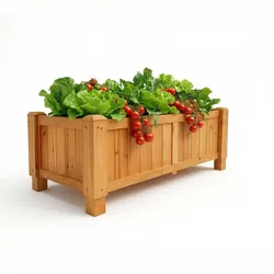 Coemo Hochbeet Massivholz natur - 90 x 40 x 30 cm, 1 Regalboden, 1 x Pflanzfolie
