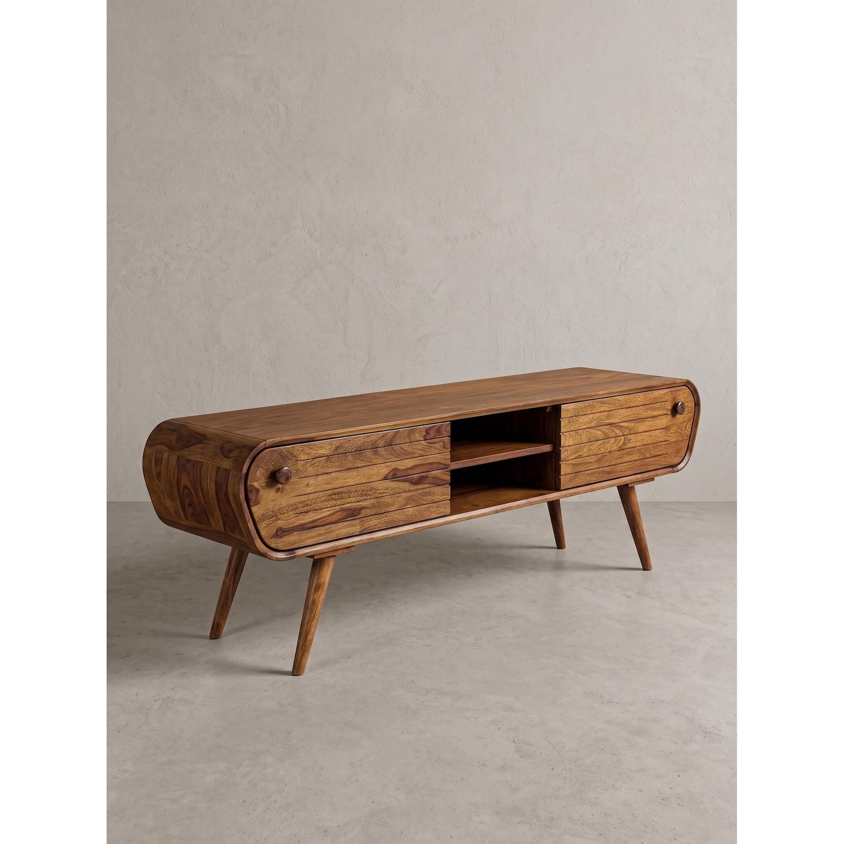 Lowboard Dunkles Massivholz 160x45x50 cm - SCHELDE Kadima Design