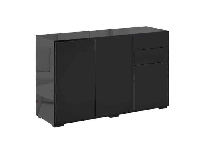 HOMCOM Hochglanz-Rahmen-Sideboard Push-Open-Seitenschrank Schwarz 3 Türen, Wohnzimmer, Schlafzimmer