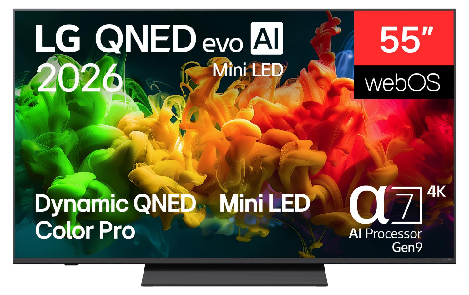 LG 55QNED80B6B 55 Zoll QNED evo AI Mini LED 4K Smart TV (2026) | Alpha 7 Gen9 | webOS 26 | HDR10 | Chromecast