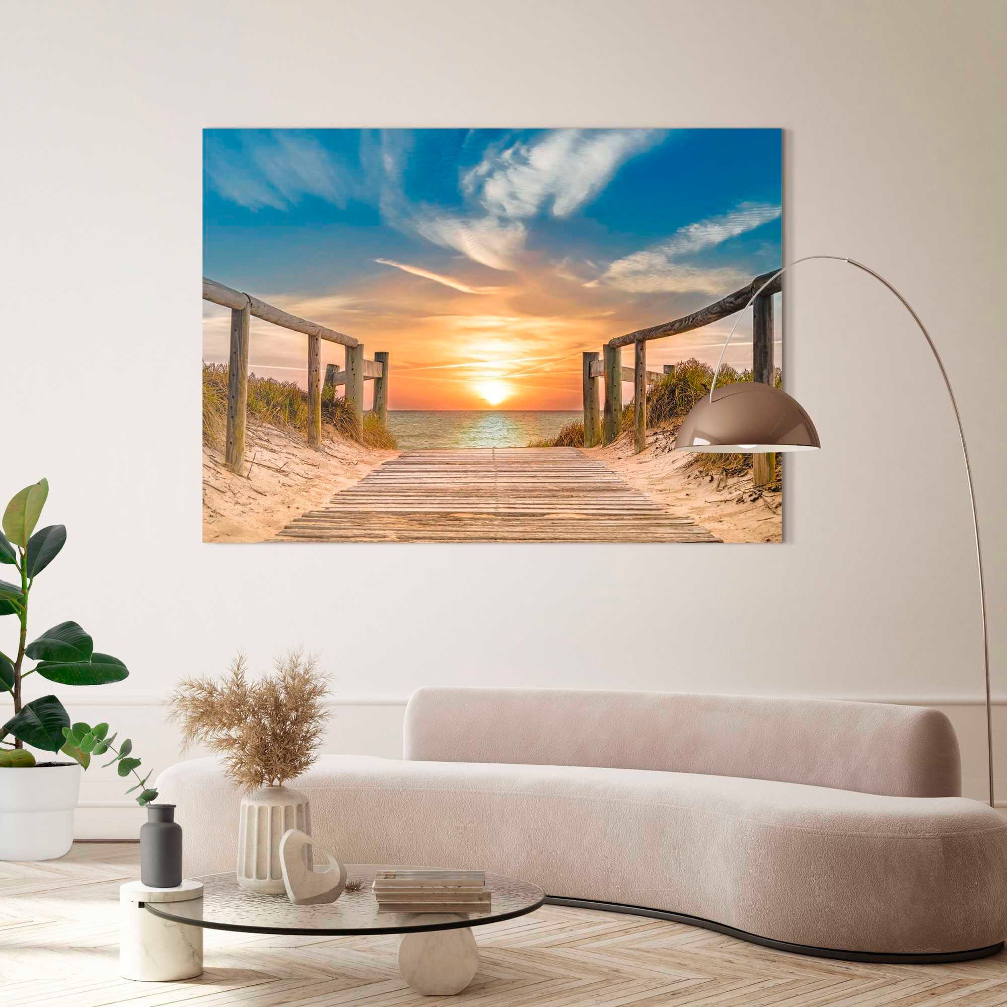 Reinders! Deco-Panel REINDERS "Sonnenuntergang am Strand", orange (farbe bild(er): orange), B:140cm H:100cm T:2cm, MDF, Bilder, Deco-Panel farbe bild(er): orange B/H/T: 140cm x 100cm x 2cm