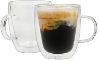 Mr. Coffee Set of 2, 16 Ounce Double Wall Insulated Glass Mug Set