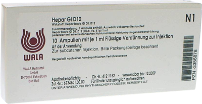 WALA Heilmittel GmbH HEPAR GL D 12 Ampullen 10X1 ml 03356878