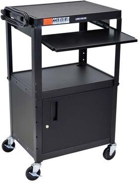 Luxor Adjustable Steel AV Cart - Cabinet, Pullout