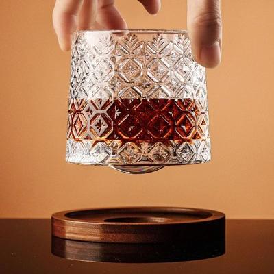 Uplifted Finds Rotating Crystal Whiskey Tumbler High Performance Spinning Spirits Glass With Centrifugal Aeration Base goblet 360 Ml F