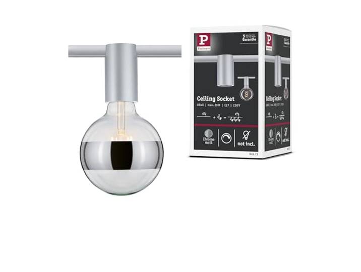 Paulmann URail Spot Ceiling Socket E27 Chrom matt